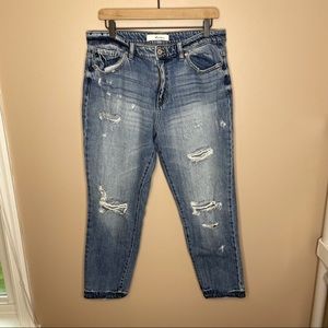 KanCan Distressed Medium Wash Mid Rise Mom Jeans Size 11/29